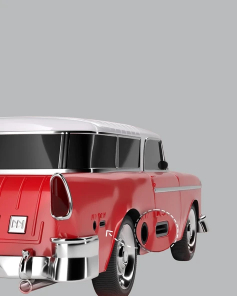 Retro Araba Şekilli Kablosuz Bluetooth Hoparlör - Resim 5
