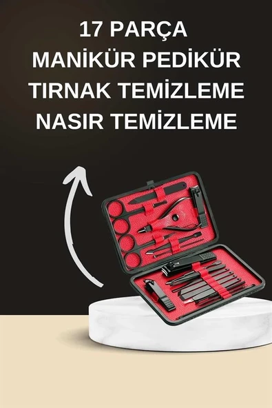 Elektrikli Manikür Pedikür Seti İkili Set 17 Parça Tırnak Bakımı Nasır Temizleme Tırnak Şekillendirme ürün görseli 1