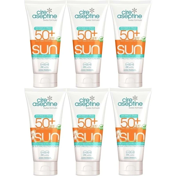 Cire Aseptine Sun Güneş Kremi 50+ SPF 150 ML + Güneş Kremi Çocuk 50+ SPF 150 ML Karma (6 Lı Set) ürün görseli 1