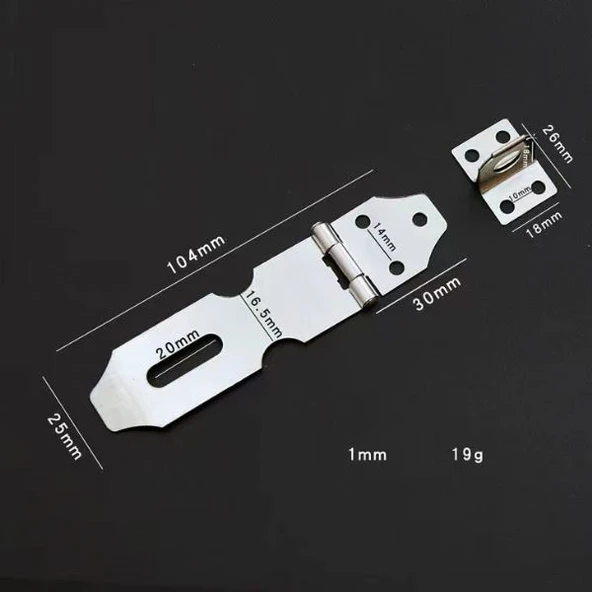 Marelli paslanmaz inox sandık askısı rezesi 87 mm / 104 mm ürün görseli 1