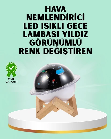 Projektör ışığı bulunan USB bağlantılı mini aromaterapi destekli hava nemlendirici ürün görseli 1