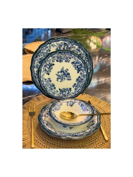 Porser Porselen Fulya Velour Navy Yemek Takımı 6 Kişilik 24 Parça ürün görseli 1