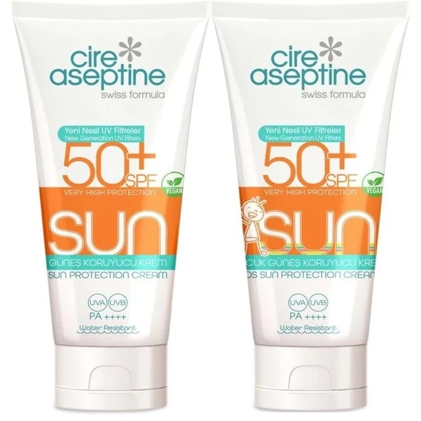 Cire Aseptine Sun Güneş Kremi 50+ SPF 150 ML + Güneş Kremi Çocuk 50+ SPF 150 ML Karma (2 Li Set) ürün görseli 1