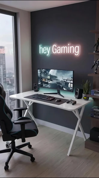 Hey Gaming Profesyonel Oyuncu Masası Beyaz 120 Cm Beyaz Ayak ürün görseli 1