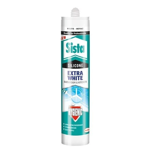 Sista EXTRA WHITE kararmayan, antikbakteriyel , su sızdırmayan çok kaliteli BEYAZ silikon ürün görseli 1