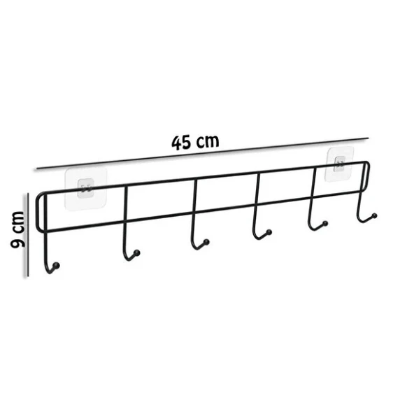 6'lı Yapışkanlı Kapı Arkası Askı - Resim 3