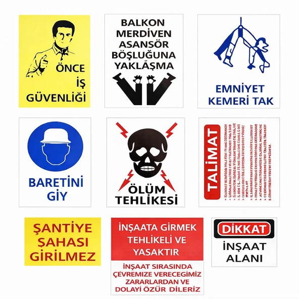 İş Güvenliği Uyarı Levha Seti 10 Parça ürün görseli 1
