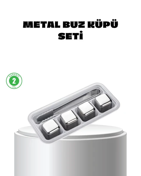 Paslanmaz Çelik Metal Buz Küpü Seti Sulandırmadan Soğutma ve Klips Dahil ürün görseli 1