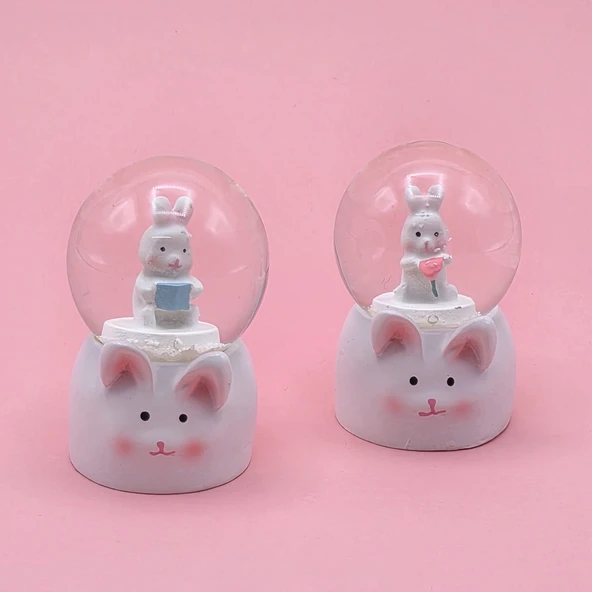 Mini Boy Tavşan Tasarımlı Işıklı Kar Küresi ürün görseli 1