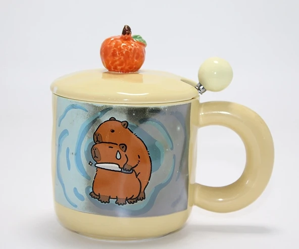 3d Capybara Desenli Porselen Kupa Bardak Alk4501 ürün görseli 1