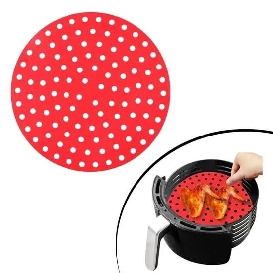 Renkli Isıya Dayanıklı Yıkanılabilir Silikon Fırın Ve Airfryer Yuvarlak Pişirme Matı 20 Cm ürün görseli 1