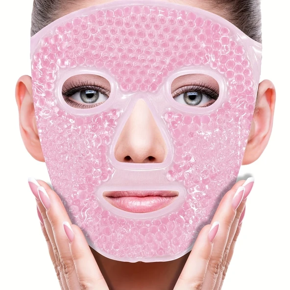 Terapi Jel Yüz Maskesi Soğuk Ve Sıcak Boncuklu Ayarlanabilir Maske (Pembe) ürün görseli 1