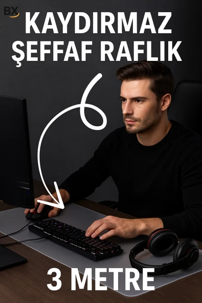 Şeffaf Kaydırmaz Raflık 45x300 Cm Dolap İçi, Çekmece ve Buzdolabı İçin Koruyucu EVA Pvc Örtü ürün görseli 1