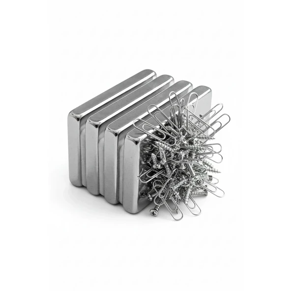2 adet 40x20x5mm Neodyum Magnet Güçlü N35 Mıknatıs Köşeli Nikel Kaplama ürün görseli 1