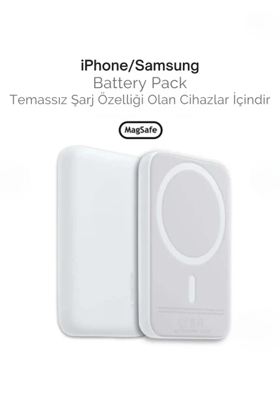 iPhone 15 / 16 / 17 Uyumlu MagSafe Kablosuz Powerbank 5000 mAh | Wireless Taşınabilir Batarya Şarj Aleti ürün görseli 1