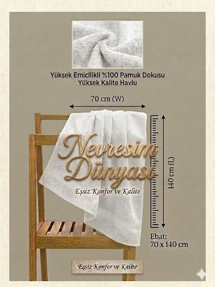 Eco Lounge Prime Havlu 70x140 Beyaz ürün görseli 1