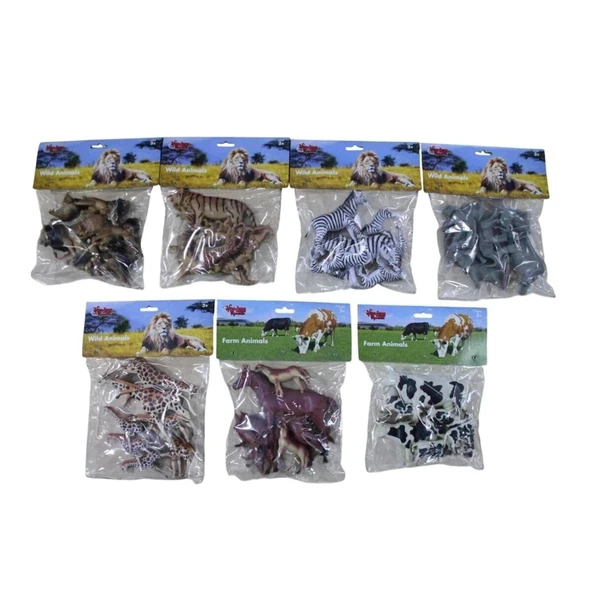 SH-P9901-07A 7 ASRTİ 7PCS 9İNC ASLAN-İNEK-ZÜRAFA-FİL-AT-ZEBRA(Belirtilen fiyat, tekli satış için adet fiyatıdır.) ürün görseli 1