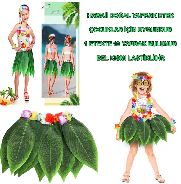 Tropikal Esintili Hawaii Yapraklı Parti Eteği Çocuk Boy ürün görseli 1