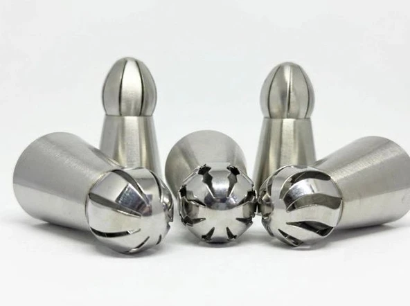 5'li Profesyonel Rus Top Duy Ucu Seti - 5.9 Cm Büyük Boy Paslanmaz Çelik Krema Sıkma Ve Fırfır Uçları ürün görseli 1