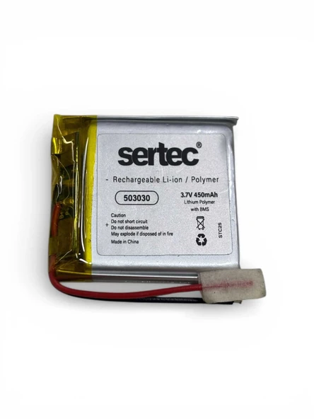 Sertec 503030 3.7v 450mah Li-polymer Pil (devreli/1.5a) ürün görseli 1