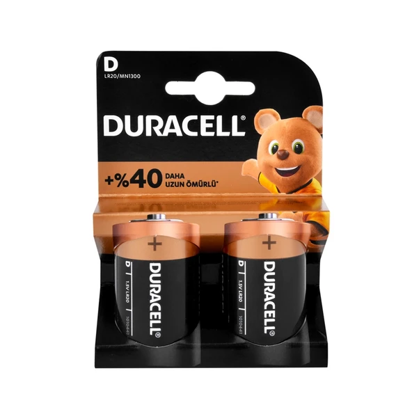 Duracell Alkalin Büyük Boy D Pil 2li ürün görseli 1