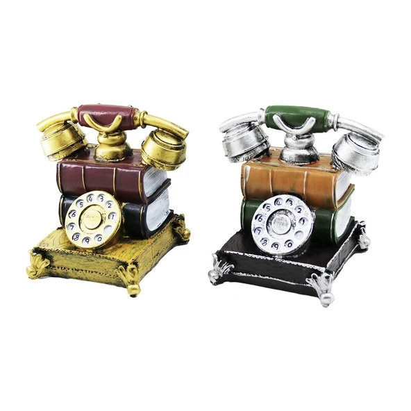 Kumbara Ankesörlü Telefon Vintage Dekoratif Biblo Kumbara Renkli 15.5x15.5x10cm Reçine ürün görseli 1