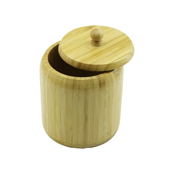 Ahşap Bambu Şekerlik Kapaklı Çap: 11.3cm Derinlik: 11cm No:12 ürün görseli 1