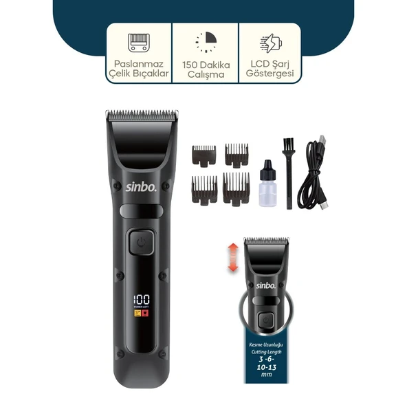 Usb Şarjlı - Lcd Göstergeli Saç - Sakal Kesme Traş Makinesi Shc-1911 ürün görseli 1