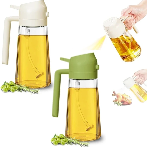 Cam Yağdanlık 2ın1 Spreyli Akıtmalı Kilitli Kapaklı Sürahi Modeli 450ml ürün görseli 1