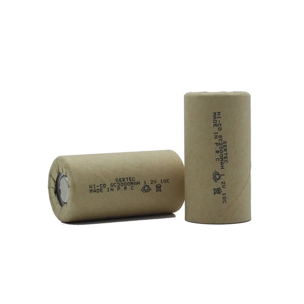 Sertec 1.2v Ni-cd Sc 2000 Mah Kağıt Şarjlı Pil 10c (başsız/flat Head) ürün görseli 1