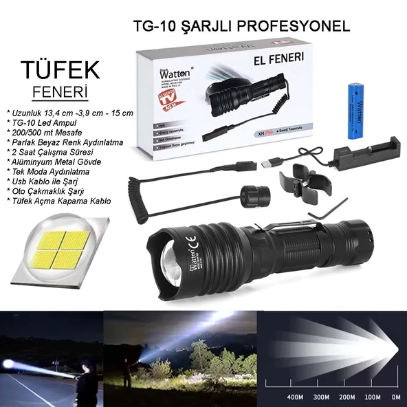 Tg-10 Şarjlı Profesyonel Av Feneri Wt-620 ürün görseli 1