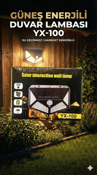 100 Led Dış Mekan Solar Aydınlatma Fotoselli Solar Lamba Hareket Sensörlü ürün görseli 1
