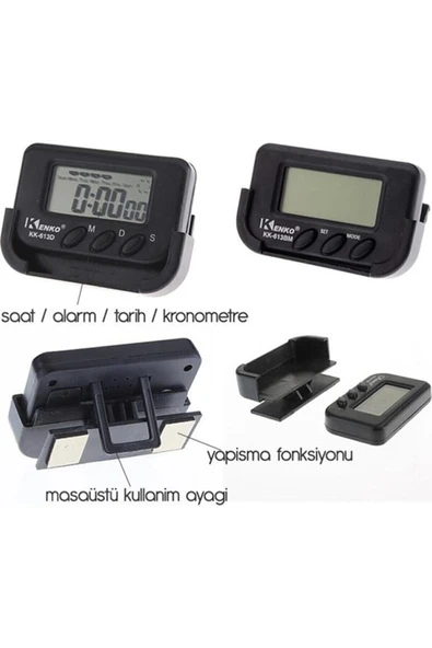 Dijital Mini Masa Araba Saati Kronometre - Resim 2