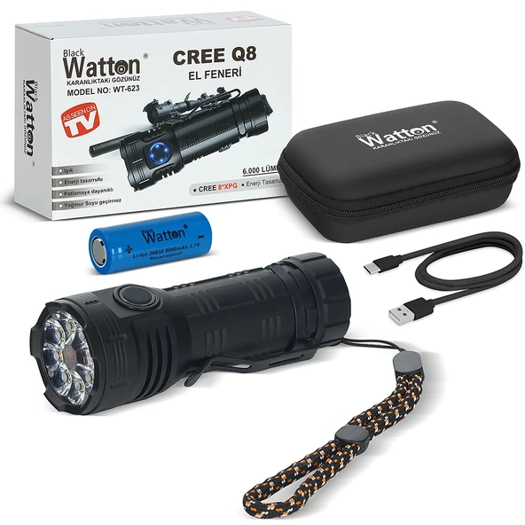 Cree Q8- XQg 8+1 Led Şarjlı El Feneri Wt-623 ürün görseli 1