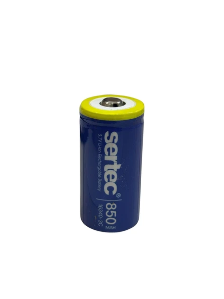 Sertec 3.7v Li-ion 16340 - 850 Mah 3c Başlı Şarjlı Pil ürün görseli 1
