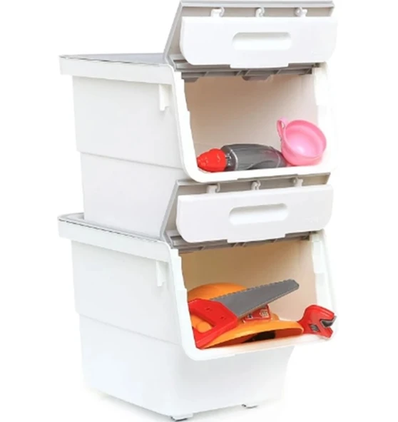 Motek Çok Amaçlı Tekerlekli Organizer 12 Lt Tek Modül Gri Beyaz ürün görseli 1