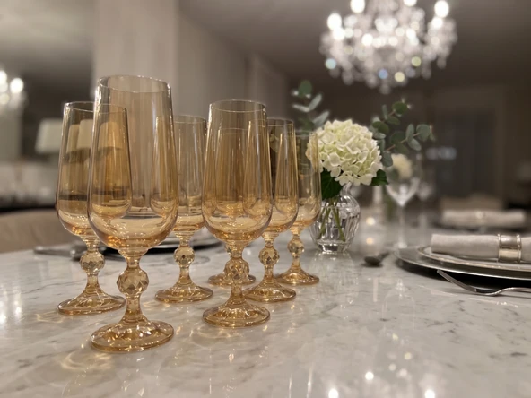 Bohemia Kristal Bardak Titanyum Bal Rengi 180 cc 6 adet ürün görseli 1