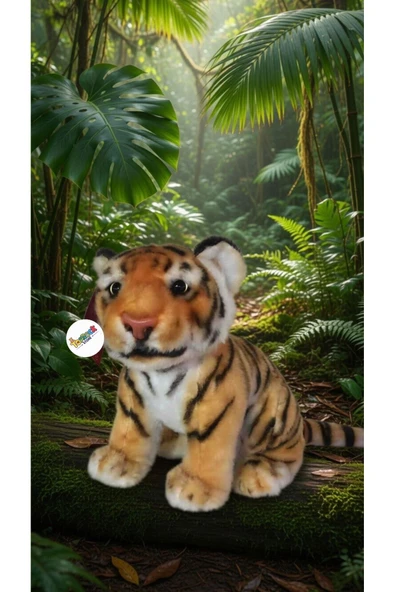 Sevimli Yırtıcı Vahşi Leopar Kaplan Peluş Oyuncak Gerçekçi Camgöz 35 Cm Uyku Arkadaşı Dekor Ürünü ürün görseli 1