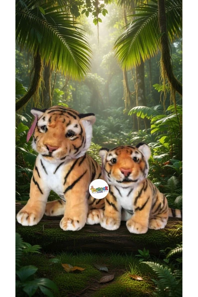 Sevimli Anne Baba ve Yavrusu Leopar Kaplanlar Peluş Oyuncak Gerçekçi Camgöz 25Cm 35Cm Uyku Arkadaşı ürün görseli 1