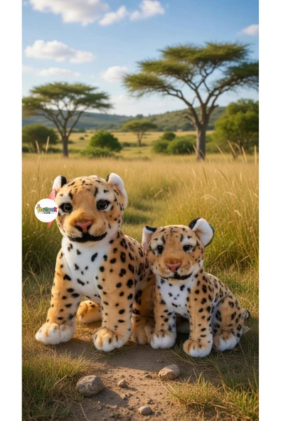 Sevimli Anne Baba ve Yavrusu Leopar Kaplanlar Peluş Oyuncak Gerçekçi Camgöz 25Cm 35Cm Uyku Arkadaşı ürün görseli 1