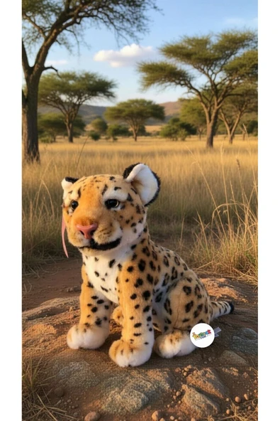 Sevimli Yırtıcı Vahşi Leopar Kaplan Peluş Oyuncak Gerçekçi Camgöz 35 Cm Uyku Arkadaşı Dekor Ürünü ürün görseli 1