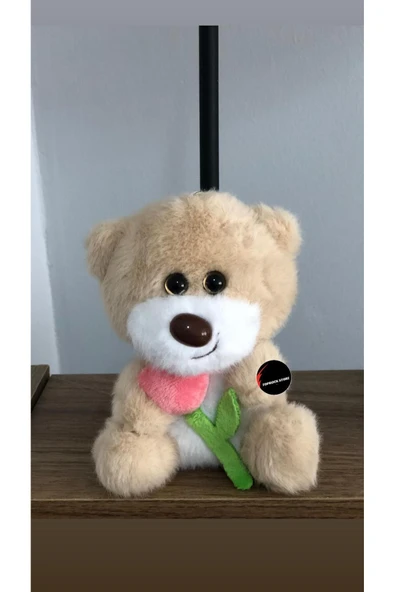Sevimli Gül Tutan Ayıcık Peluş Oyuncak Anahtarlık Hediyelik Uyku Arkadaşı 15 Cm ürün görseli 1