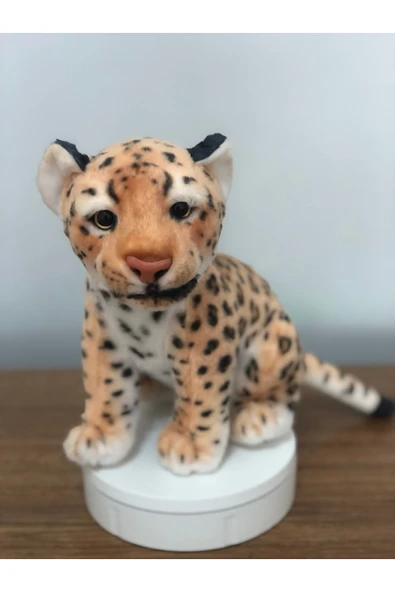 Leopar Peluş Oyuncak Gerçekçi Yüz Cam Göz Hediyelik Uyku Arkadaşı 30 Cm ürün görseli 1