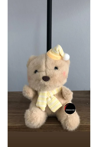 Sevimli Şapkalı Atkılı Ayıcık Peluş Oyuncak Anahtarlık Hediyelik Uyku Arkadaşı 15 Cm ürün görseli 1
