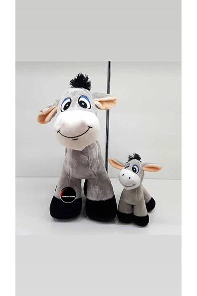 Oyuncak Peluş Yavrulu İkili 28 cm Eşek 15 cm ürün görseli 1