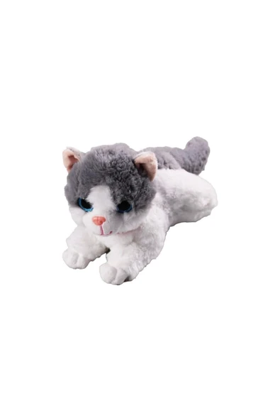 Miyavlayan Sesli Kedi Peluş Oyuncak Uyku Arkadaşı Hediyelik Peluş Yatan Kedi 35 cm ürün görseli 1