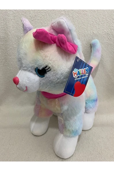 Oyuncak 30 Cm Pembe Tokalı Kedi(KEDİ SESİ ÇIKARAN) ürün görseli 1