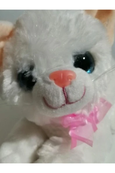 Oyuncak Pelüş Miyavlayan Kedi Papyonlu Boyu 30 cm - Resim 3