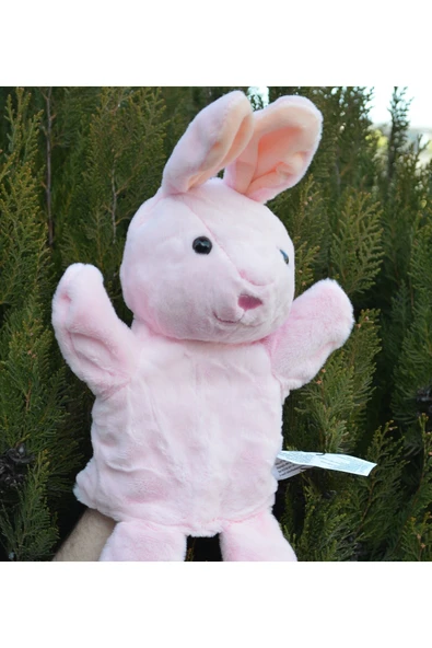 Pembe Tavşan Peluş El Kuklası Hayvanlar 30 Cm 62854 ürün görseli 1