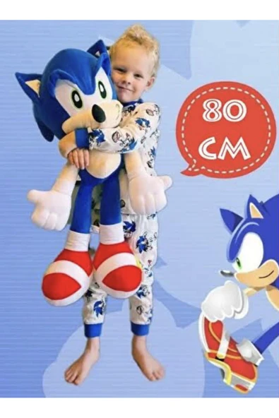 Sonic Peluş Oyuncak 80 Cm Dev Boy En Büyük Boy Hediyelik Uyku Arkadaşı ürün görseli 1